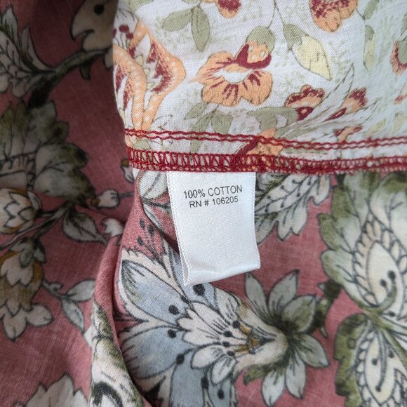 CINO Women's Button Down Long Sleeve Shirt Top Size S Red Floral Print - Picture 5 of 6